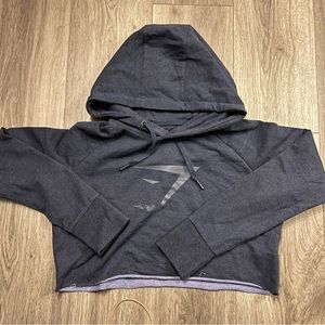 Navy Gymshark Cropped Hoodie